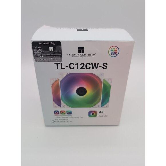 Thermalright TL-C12CW-S X3 CPU Fan 120mm White ARGB Case Cooler, - Picture 1 of 2